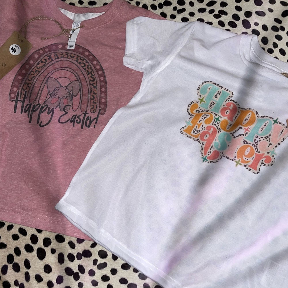 Easter toddler shirts. Message me if you want the white or pink one. Thank you!